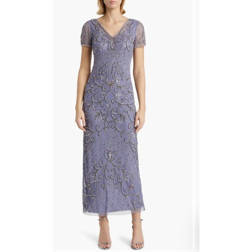 Pisarro Nights Violet Color Maxi Dress Size 10 Retail $268